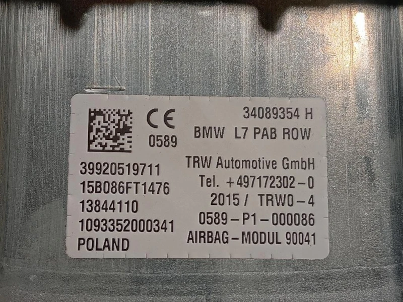 Air-bag Passeggero 34089354 Bmw Serie 1 F20 Berlina 2015