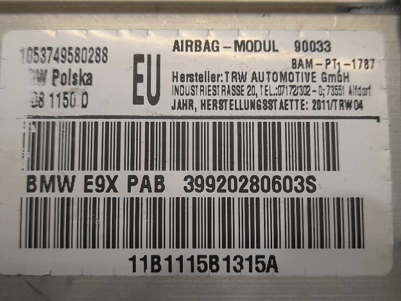 Air-bag Passeggero 34089354 Bmw Serie 1 F20 Berlina 2015