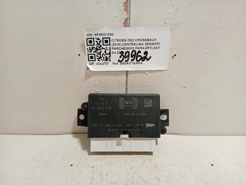 Centralina Sensori Parcheggio Paraurti ANT 9836031080 Citroen DS3 Crossback 2018