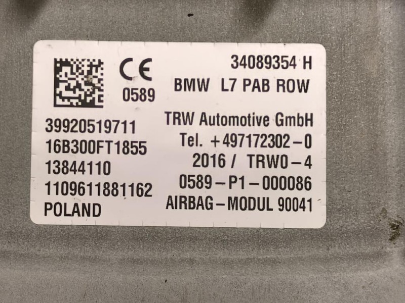 Air-bag Passeggero 34089354 Bmw Serie 1 F20 Berlina 2015