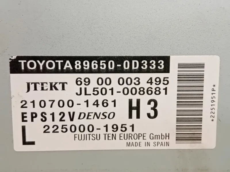 Centralina Servosterzo 89650-0D333 Toyota Yaris IV 2017