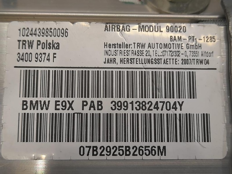 Air-bag Passeggero 34009374F Bmw Serie 3 E90 Berlina 2005