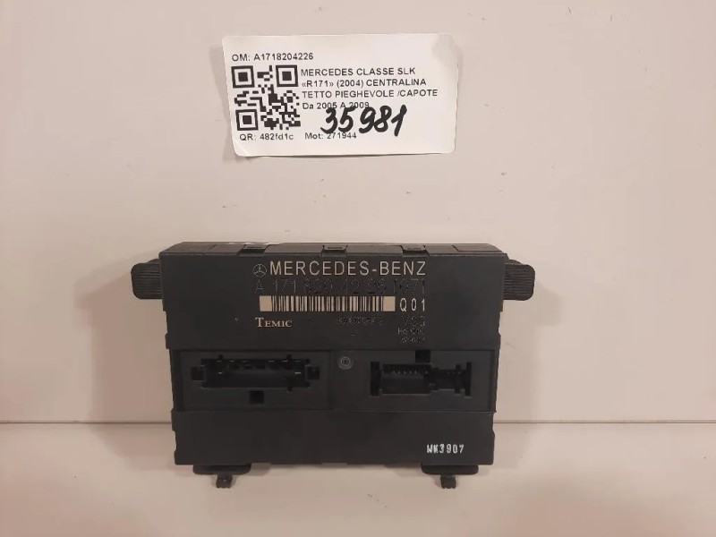 Centralina Tetto Pieghevole Capote A1718204226 Mercedes Classe SLK R171 2004