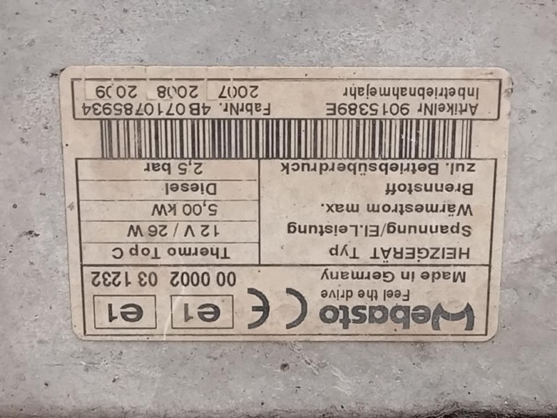 Pompa Acqua Riscaldatore Autonomo 000002031232 Mazda 6 I SW 2005