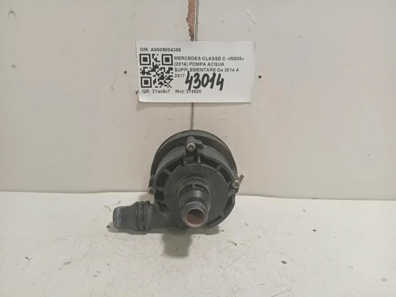 Pompa Acqua Supplementare A0005004386 Mercedes Classe C W205 2014