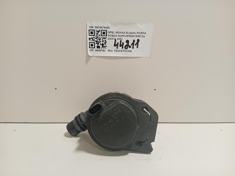 Pompa Acqua Supplementare 9833874480 Opel Mokka B 2020