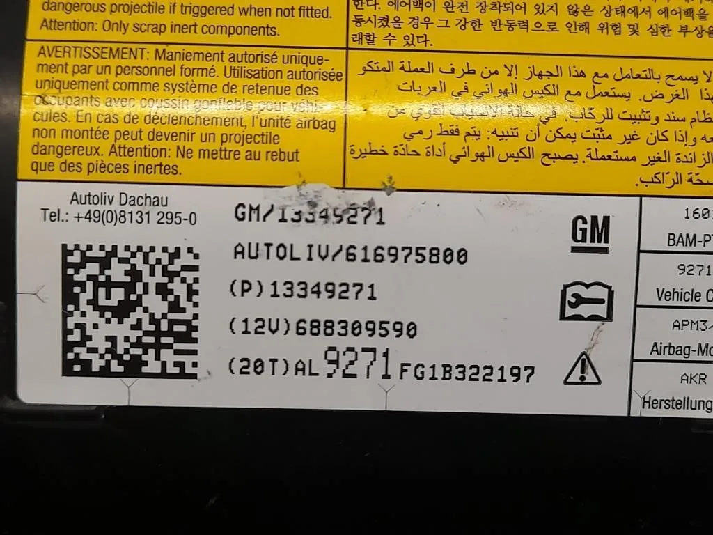 Air-bag Passeggero 13349271 Chevrolet Orlando 2011