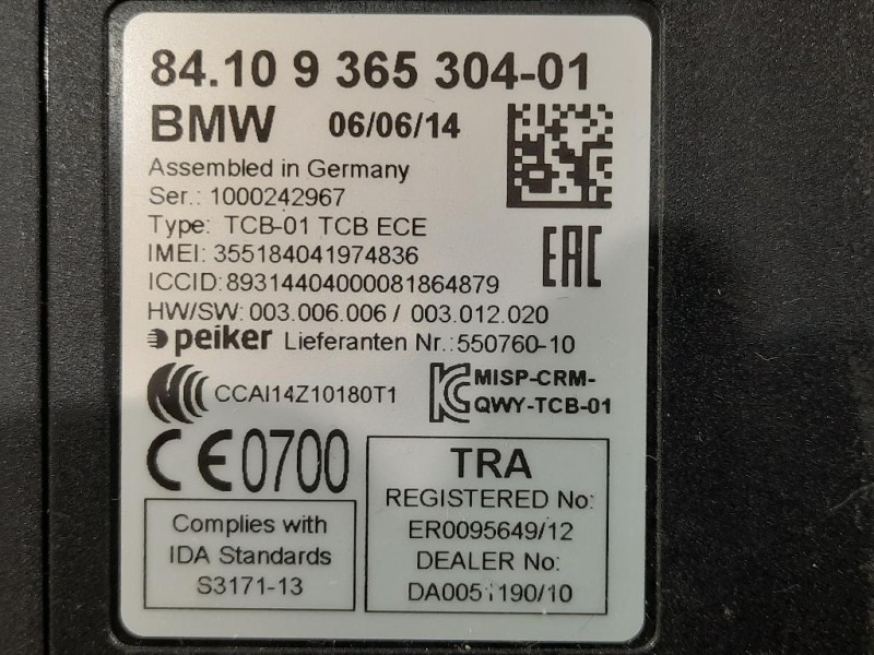 Modulo Bluetooth 8410 9365304-01 Bmw Serie 1 F20 Berlina 2012