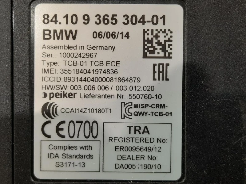 Modulo Bluetooth 8410 9365304-01 Bmw Serie 1 F20 Berlina 2012