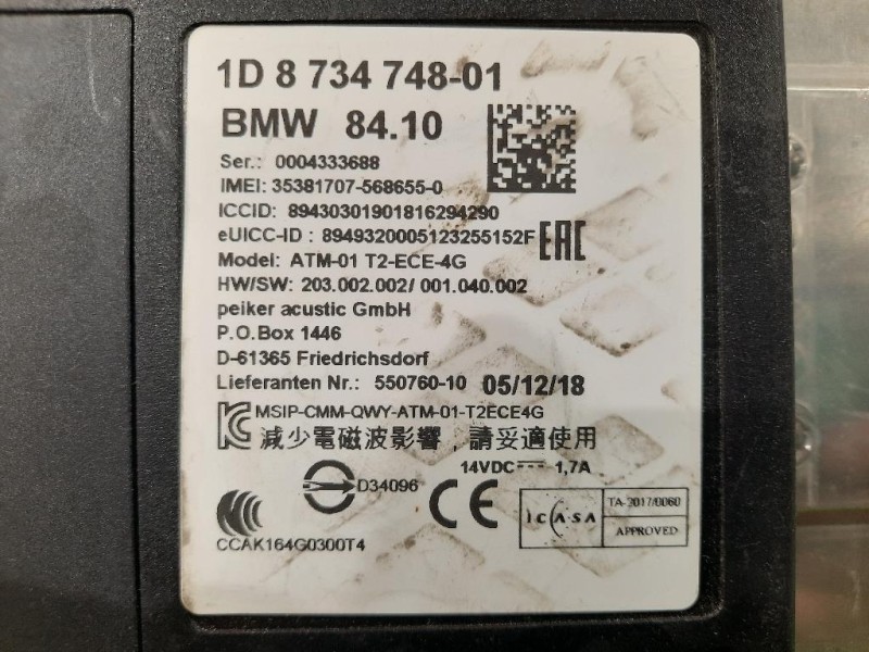 Modulo Bluetooth 550760-10 Bmw Serie 1 F20 Berlina 2012