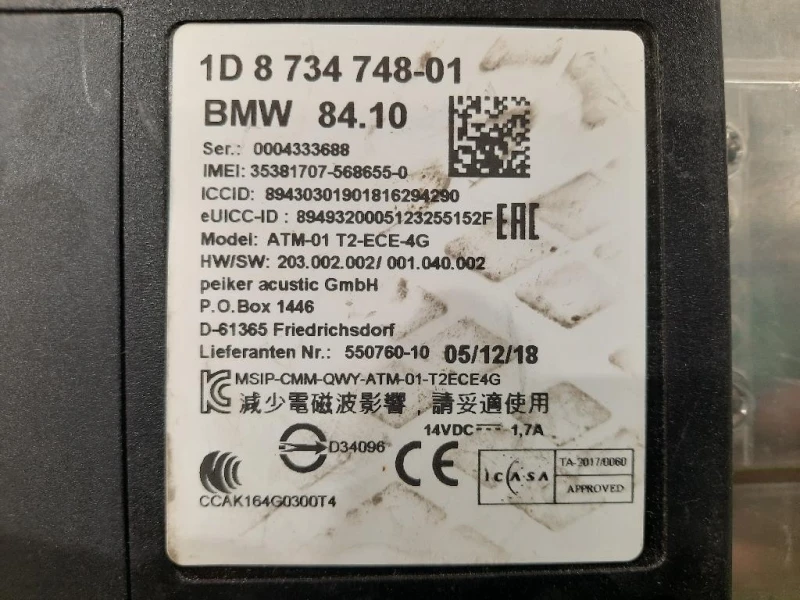 Modulo Bluetooth 550760-10 Bmw Serie 1 F20 Berlina 2012