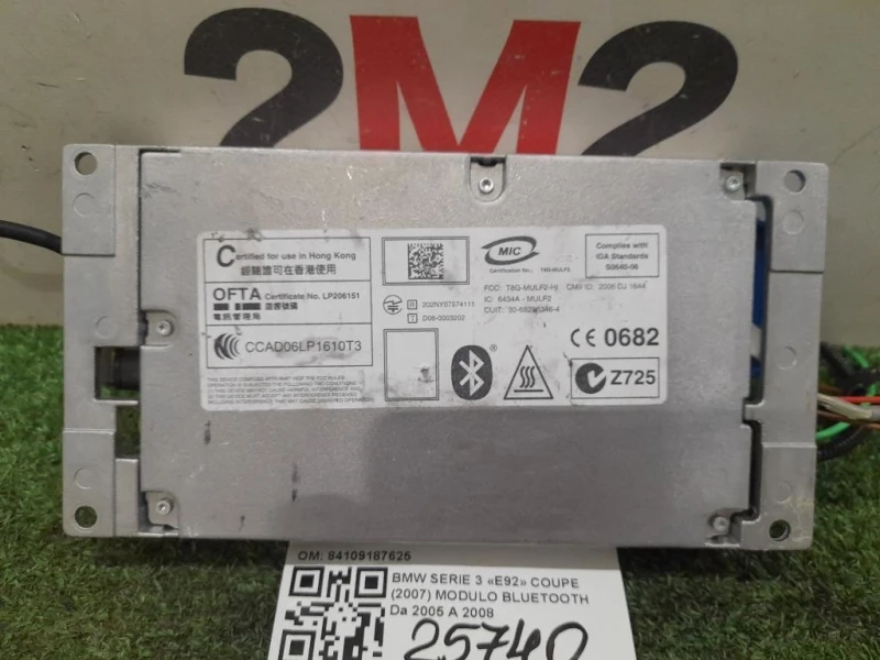 Modulo Bluetooth 84109187625 Bmw Serie 3 E92 Coupe 2007