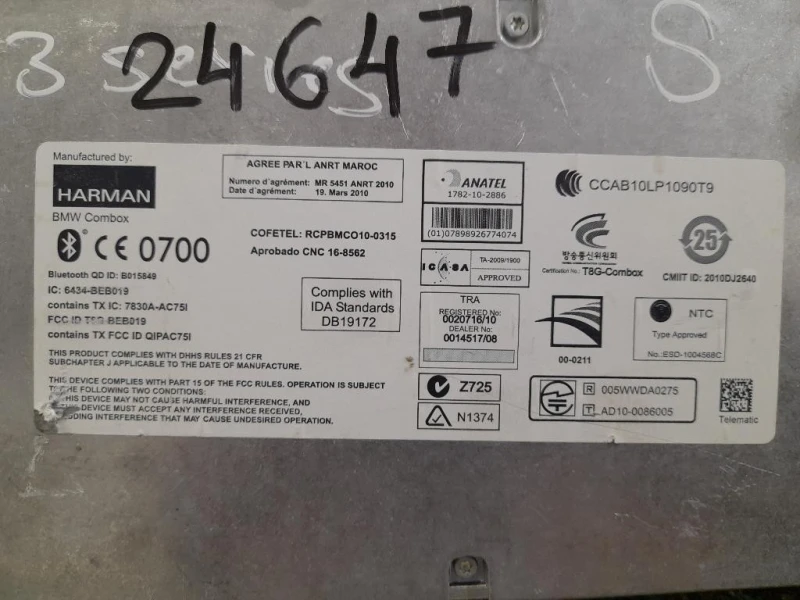 Modulo Bluetooth 9257161 Bmw Serie 3 E93 Cabrio 2007