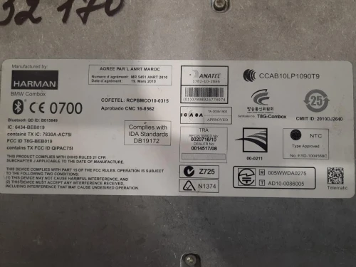 Modulo Bluetooth 8410-9244189-01 Bmw Serie 5 F10 Berlina 2010