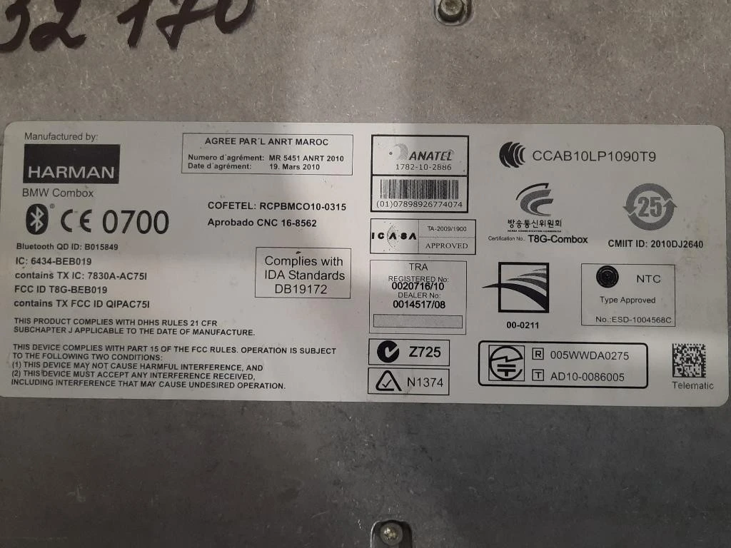 Modulo Bluetooth 8410-9244189-01 Bmw Serie 5 F10 Berlina 2010