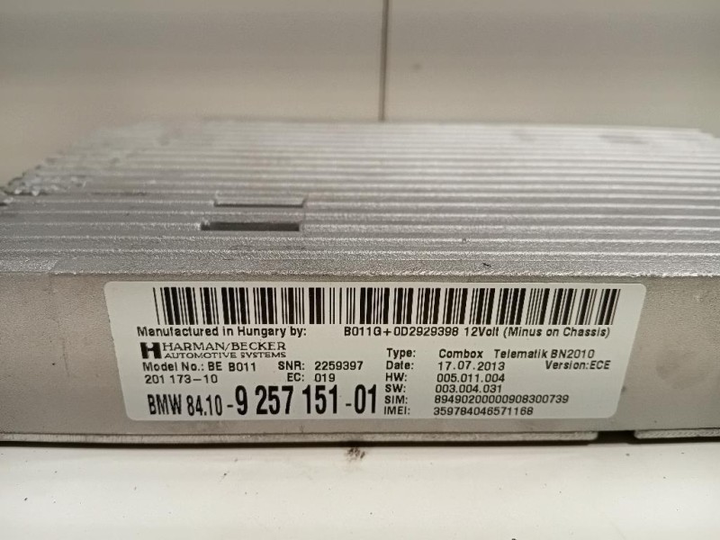 Modulo Bluetooth 9 257 151-01 Bmw Serie 5 F10 Berlina 2010