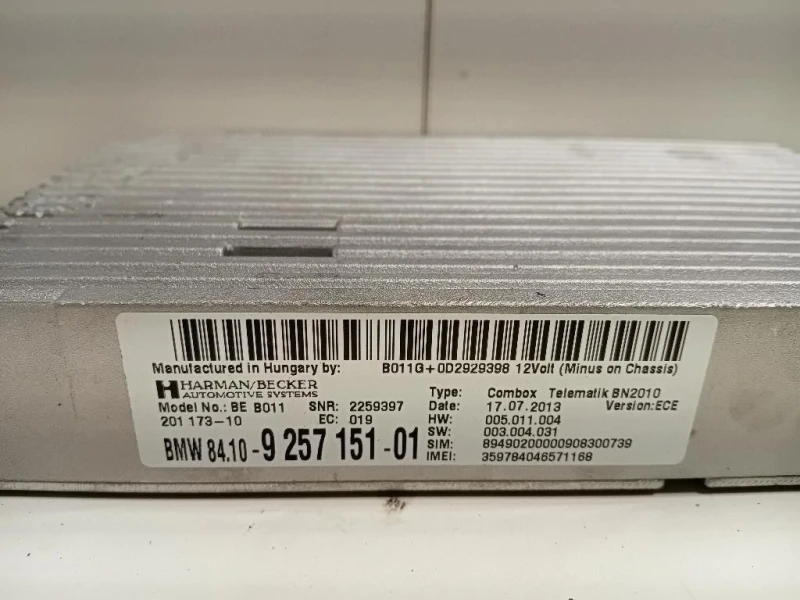 Modulo Bluetooth 9 257 151-01 Bmw Serie 5 F10 Berlina 2010