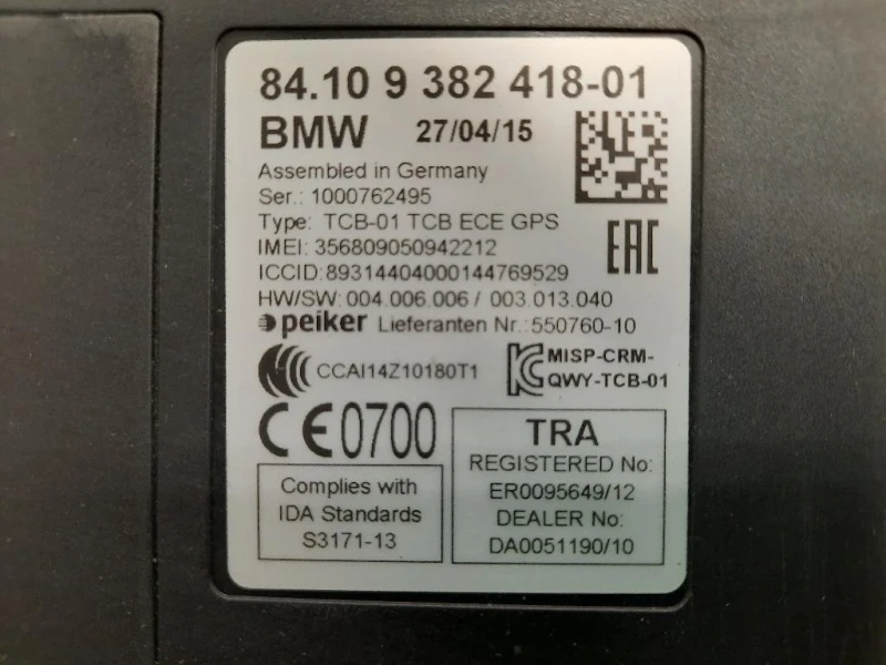 Modulo Bluetooth 8410 9 382 418-01 Bmw Serie 5 F10 Berlina 2012