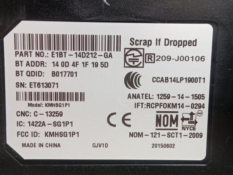 Modulo Bluetooth E1BT-14D212-GA Ford Ecosport 2013