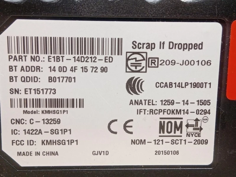 Modulo Bluetooth E1BT-14D212-ED Ford Ecosport 2017