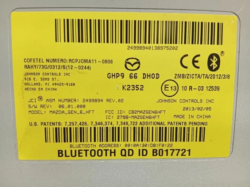 Modulo Bluetooth 2145650-2 Mazda 6 III 2013