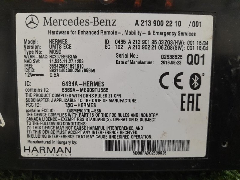 Modulo Bluetooth A2139002210 Mercedes Classe A W176 2015