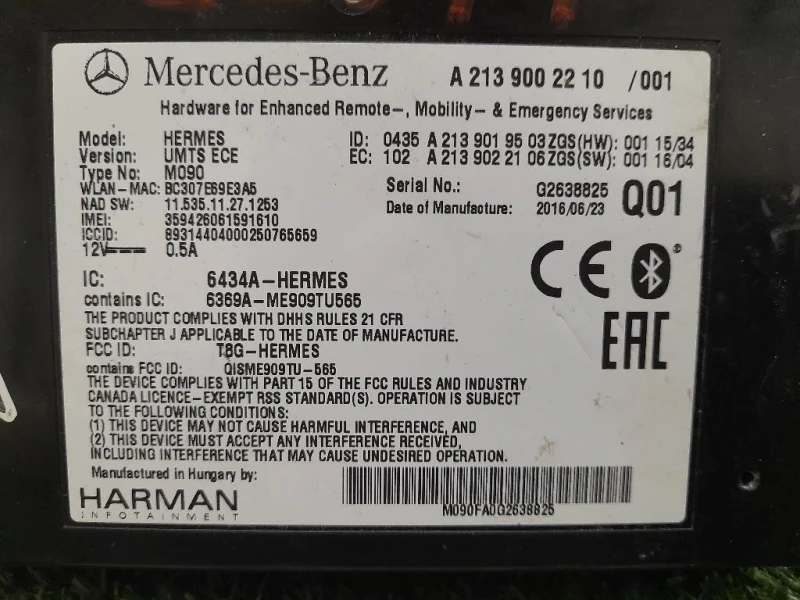 Modulo Bluetooth A2139002210 Mercedes Classe A W176 2015