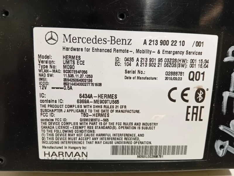 Modulo Bluetooth A2139002210 Mercedes Classe GLE W166 2015