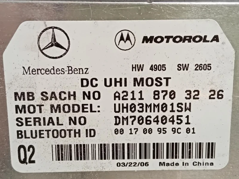 Modulo Bluetooth A2118703226 Mercedes Classe SLK R171 2008
