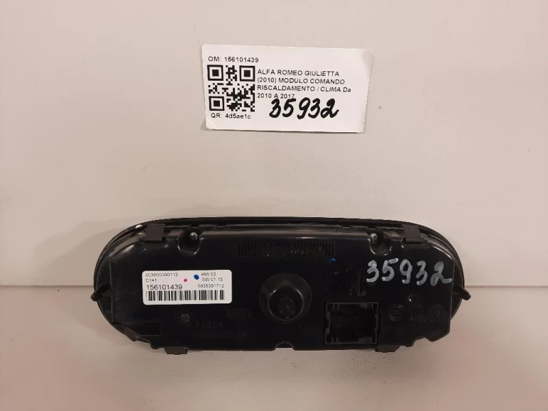 Modulo Comando Riscaldamento Clima 156101439 Alfa Romeo Giulietta 2010