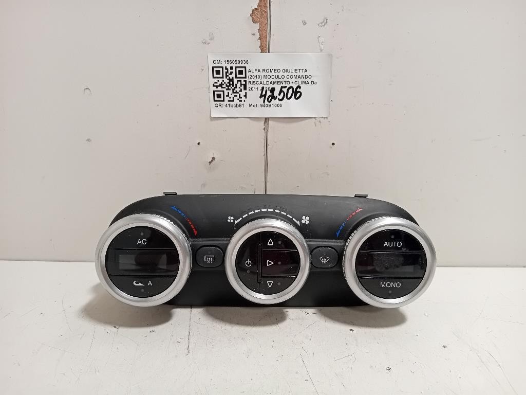 Modulo Comando Riscaldamento Clima 156099936 Alfa Romeo Giulietta 2010