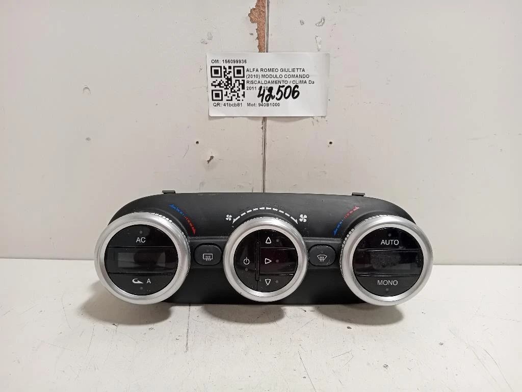 Modulo Comando Riscaldamento Clima 156099936 Alfa Romeo Giulietta 2010
