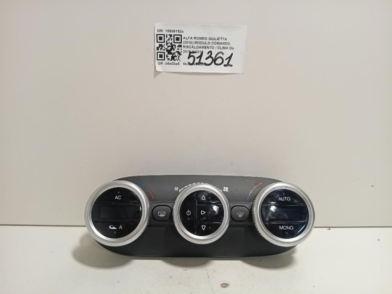 Modulo Comando Riscaldamento Clima 156091524 Alfa Romeo Giulietta 2010