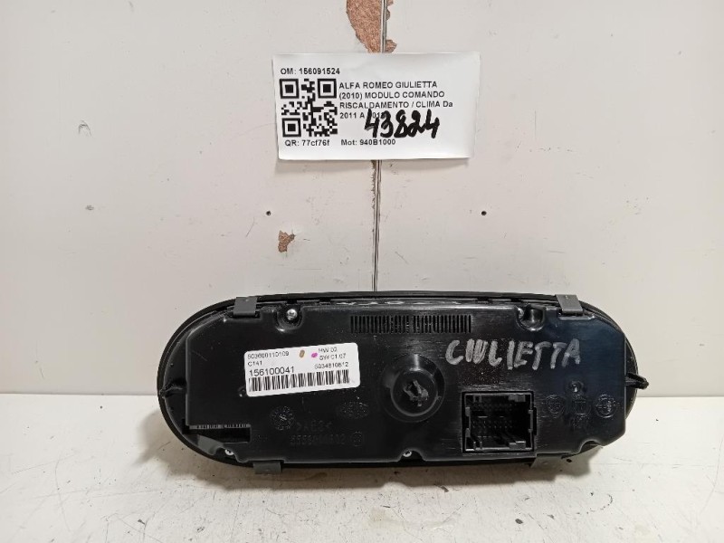 Modulo Comando Riscaldamento Clima 156091524 Alfa Romeo Giulietta 2010