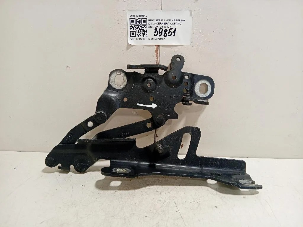 Cerniera Cofano ANT DX 13989610 Bmw Serie 1 F20 Berlina 2012