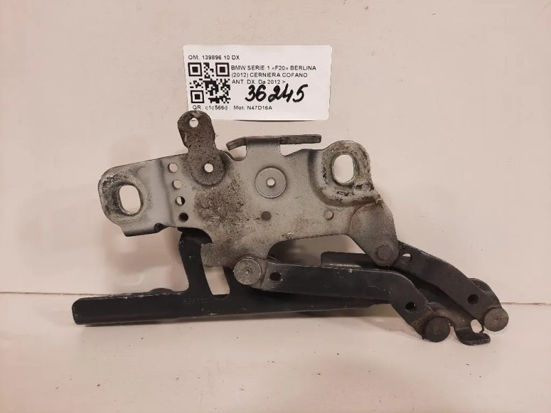 Cerniera Cofano ANT DX 139896 10 DX Bmw Serie 1 F20 Berlina 2012