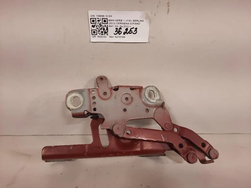 Cerniera Cofano ANT DX 139896 10 DX Bmw Serie 1 F20 Berlina 2012