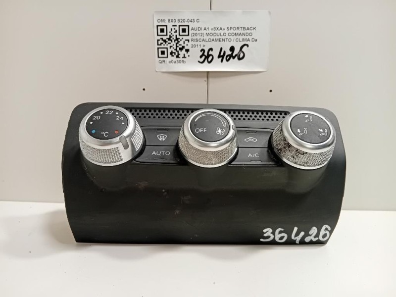 Modulo Comando Riscaldamento Clima 8X0 820-043 C Audi A1 8XA Sportback 2012