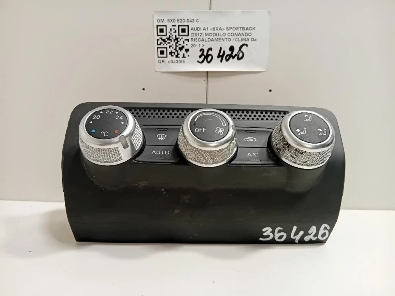 Modulo Comando Riscaldamento Clima 8X0 820-043 C Audi A1 8XA Sportback 2012