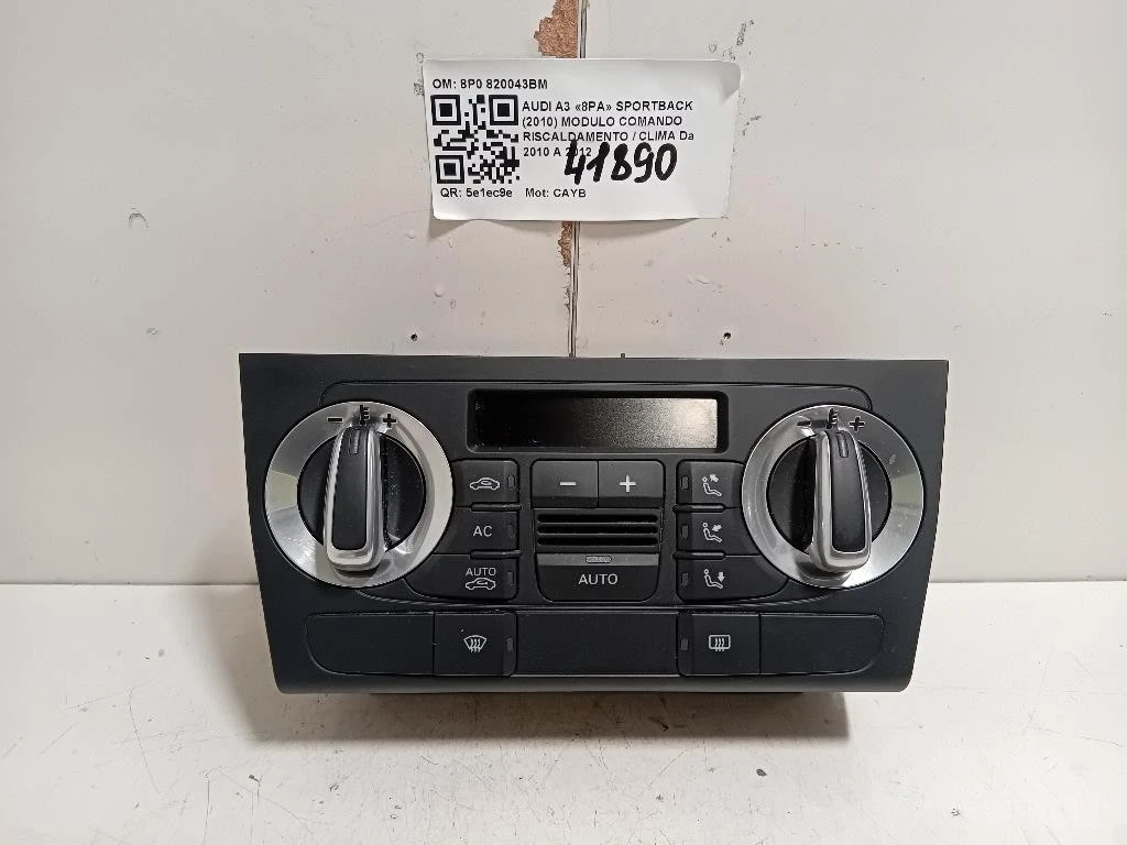 Modulo Comando Riscaldamento Clima 8P0 820043BM Audi A3 8PA Sportback 2010