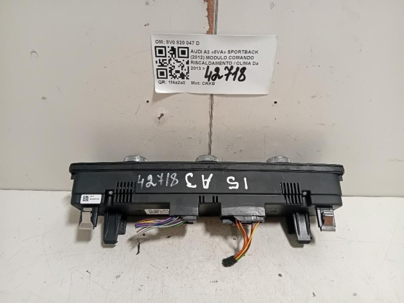 Modulo Comando Riscaldamento Clima 8V0820047D Audi A3 8VA Sportback 2012