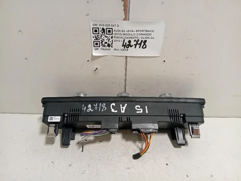 Modulo Comando Riscaldamento Clima 8V0820047D Audi A3 8VA Sportback 2012