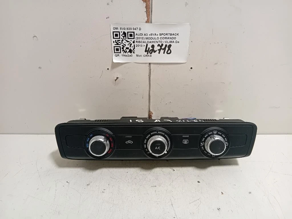 Modulo Comando Riscaldamento Clima 8V0820047D Audi A3 8VA Sportback 2012