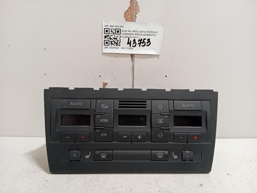 Modulo Comando Riscaldamento Clima 8E0 820 043 Audi A4 8K2 2012