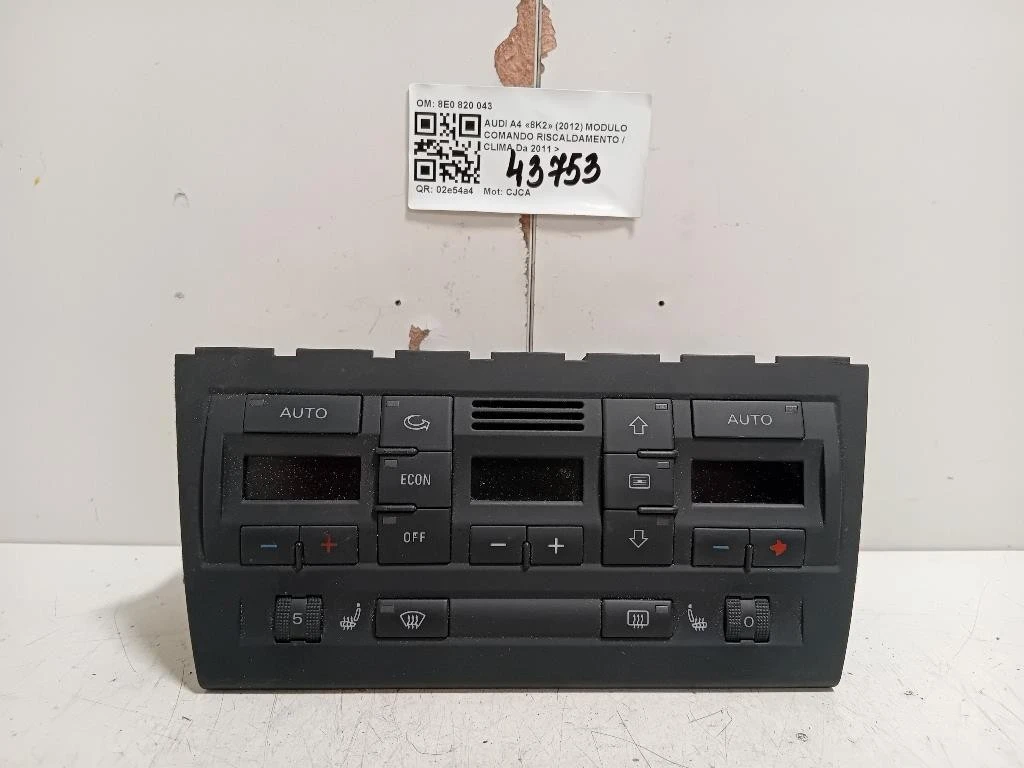 Modulo Comando Riscaldamento Clima 8E0 820 043 Audi A4 8K2 2012