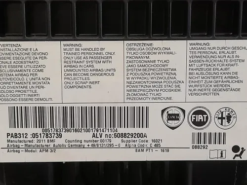 Air-bag Passeggero 608829200A Fiat 500 II 2008
