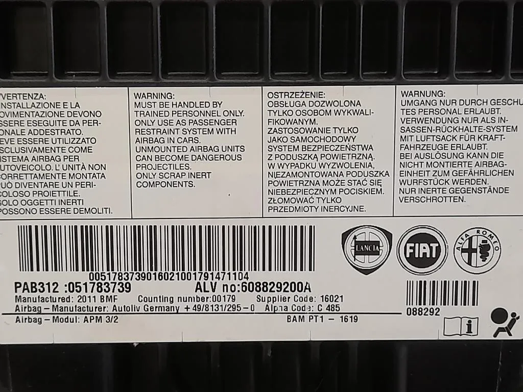 Air-bag Passeggero 608829200A Fiat 500 II 2008