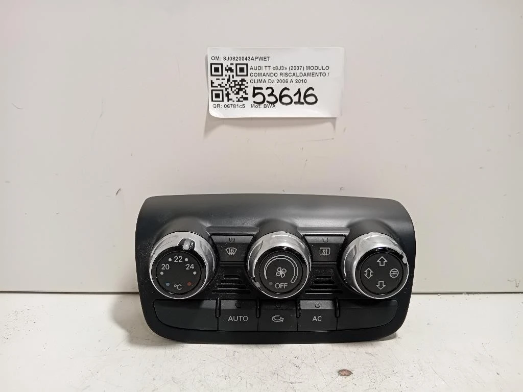 Modulo Comando Riscaldamento Clima 8J0820043APWET Audi TT 8J3 2007