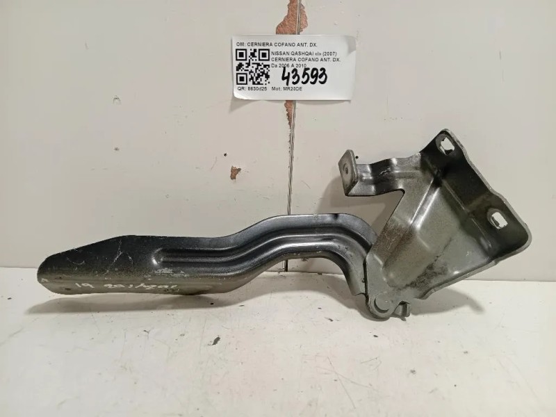 Cerniera Cofano ANT DX CERNIERA COFANO ANT DX Nissan Qashqai I 2007
