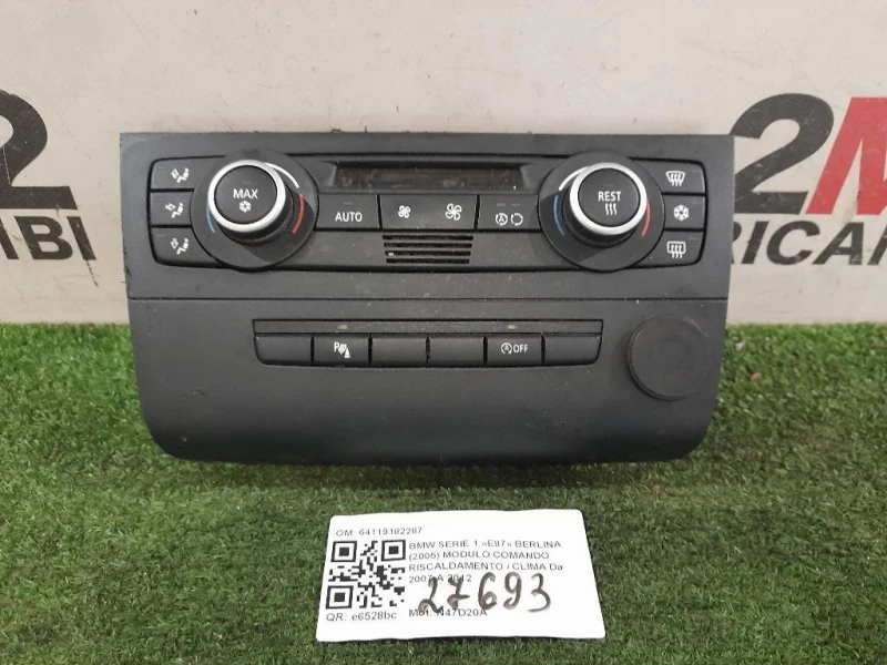 Modulo Comando Riscaldamento Clima 64119182287 Bmw Serie 1 E87 Berlina 2005
